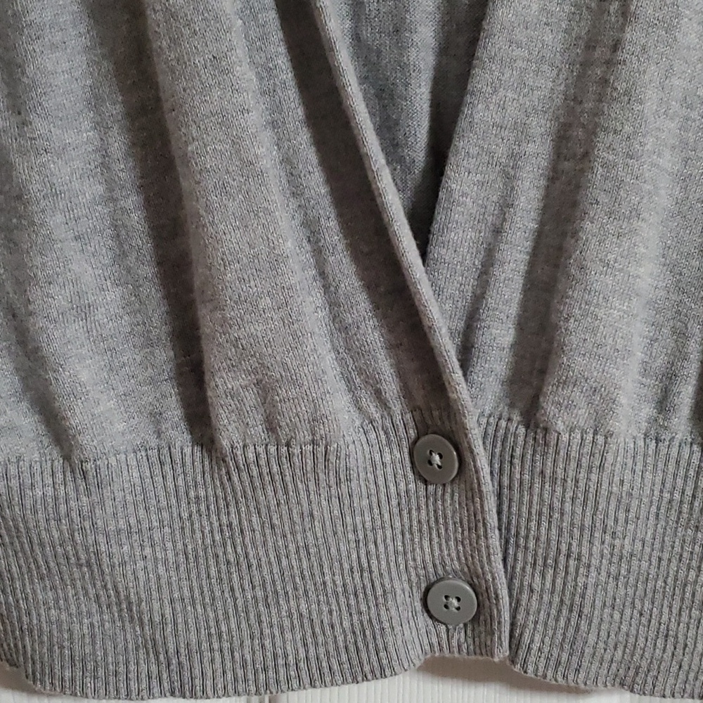 Worthington Gray Open Front Button Cardigan Sweater Cotton Blend Size Large - Picture 3 of 11